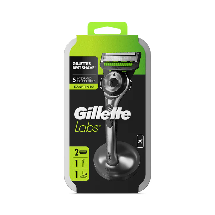 Gillette GilletteLabs With Exfoliating Bar Razor, 1 Handle, 2 Blades, 1 Magnetic Stand, 1 Travel Case