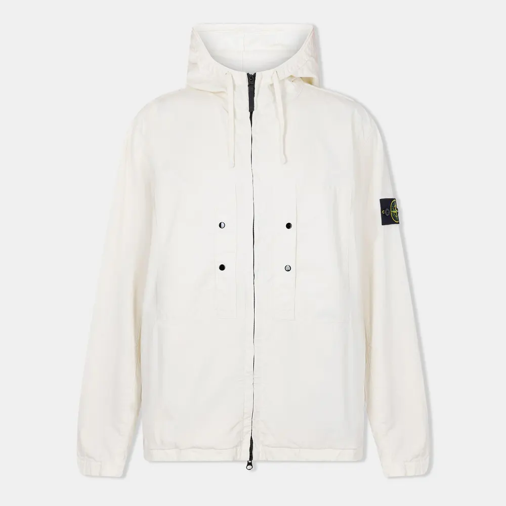 Stone Island Men's Supima Cotton Twill Hooded Long Sleeve Overshirt