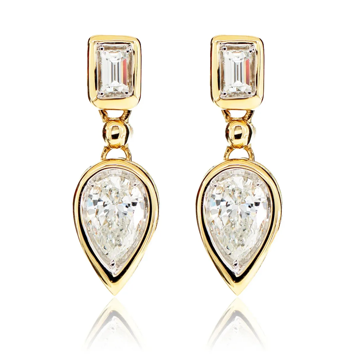 For Him Diamond Dangling Pear Bezel Earrings in Rose Gold / Lab Grown Diamond – Earring