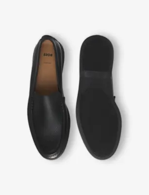 BOSS Almond-Toe Grained-Leather Moccasin Loafers - EUR 42 / 8 UK MEN detail 2