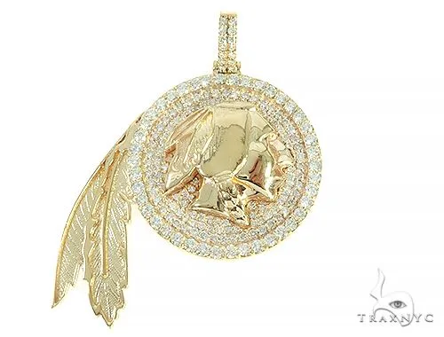 RINA - For Him CUSTOM Native American Indian Head Diamond Pendant 64725 in Yellow Gold – Pendant
