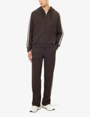 EMPORIO ARMANI Striped-Trim Logo-Trim Cotton Jogging Bottoms detail 2