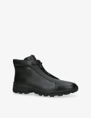 ZEGNA Triple Stitch Vetta Leather Trainers - EUR 46 / 12 UK MEN in BLACK, additional product view 3