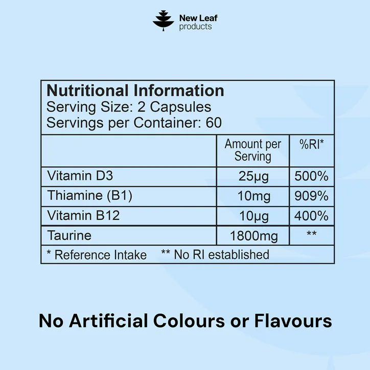 New Leaf Products Taurine Capsules 120 capsules, additional product view 3