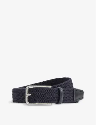 BOSS Logo-embossed woven belt - LIGHT BEIGE - 30 detail 2