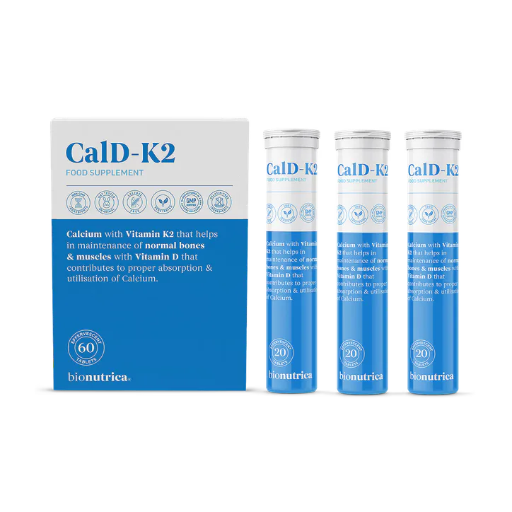 Bionutrica Calcium + Vitamin K2 with Vitamin D for Bone & Muscle Support – 60 Effervescent Tablets