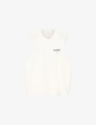 ALLSAINTS Underground Graphic-Print Sleeveless Cotton T-Shirt - ASHEN WHITE