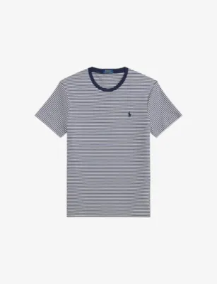 POLO RALPH LAUREN Striped Logo-Embroidered Cotton T-Shirt