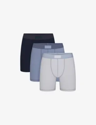 SKIMS Logo-Waistband Pack of Three 5-inch Jersey Boxer Briefs