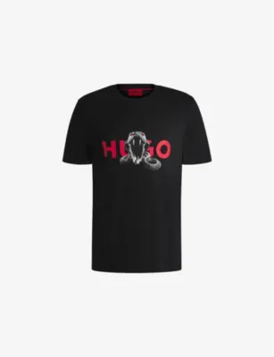 HUGO Branded-print short-sleeved cotton-jersey T-shirt