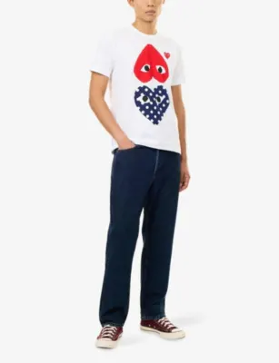 COMME DES GARCONS PLAY Polka Dot Heart Motif-Logo Cotton T-Shirt detail 2