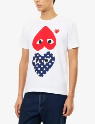 COMME DES GARCONS PLAY Polka Dot Heart Motif-Logo Cotton T-Shirt detail 3