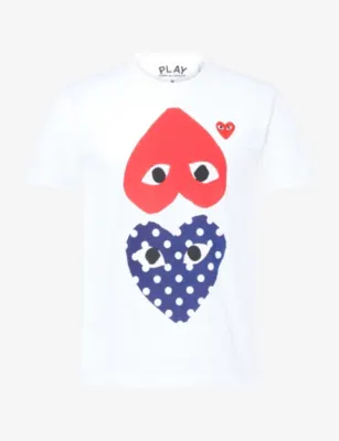 COMME DES GARCONS PLAY Polka Dot Heart Motif-Logo Cotton T-Shirt
