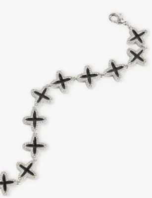 DARKAI Clover pavé 18ct white gold-plated brass and stainless-steel bracelet detail 3