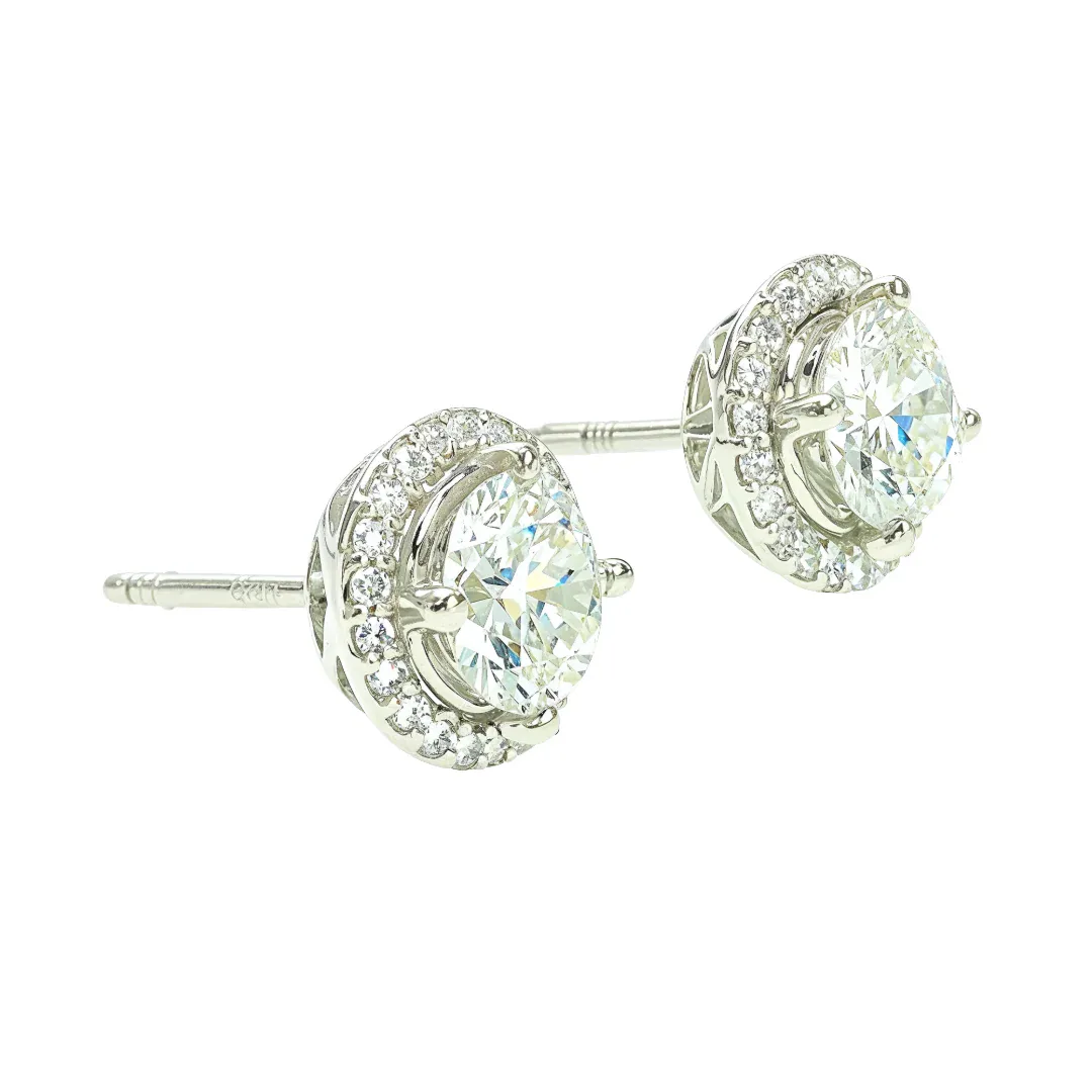 MARYAM - CORE Diamond Halo Stud Earrings 70030 in White – Earrings