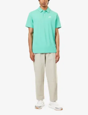 MALBON Fairway Woven Polo T-Shirt in MARINE GREEN, additional product view 2