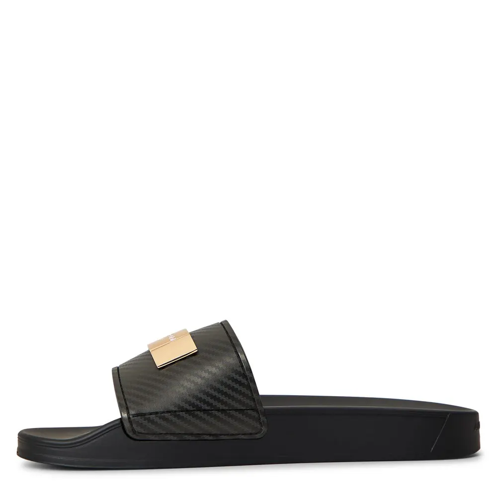 Android Homme Men's Exclusive Pool Sliders in Black/Gold, additional product view 2