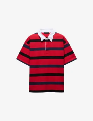 PRADA Striped Oversized-Fit Cotton Polo Shirt