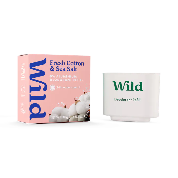 Wild Fresh Cotton & Sea Salt Natural Deodorant Refill 40g