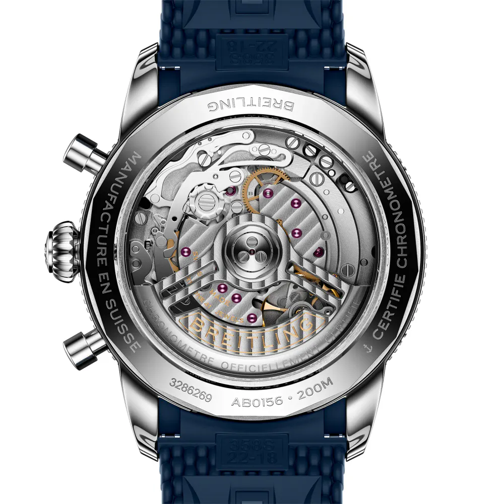 Breitling Superocean Heritage B01 Chronograph 42mm Mens Watch Blue Rubber detail 2