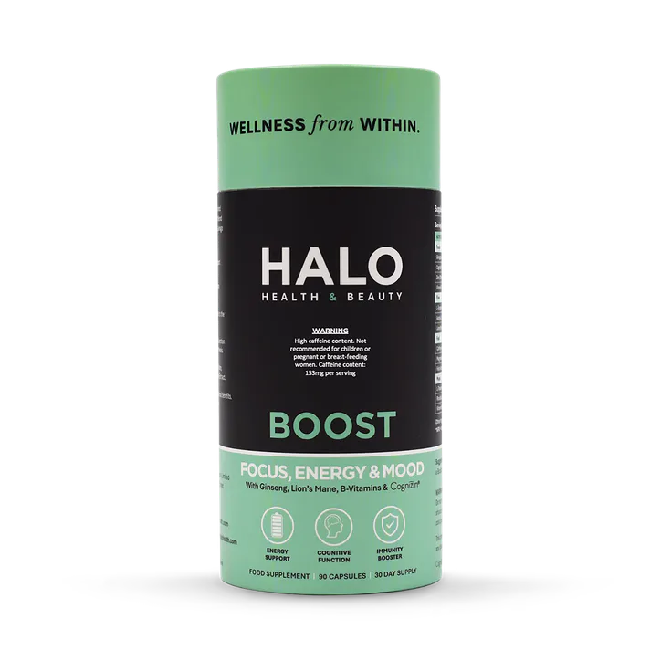 Halo Health and Beauty Limited BOOST - Focus, Energy & Mood booster 90 Capsules, 30 day serving