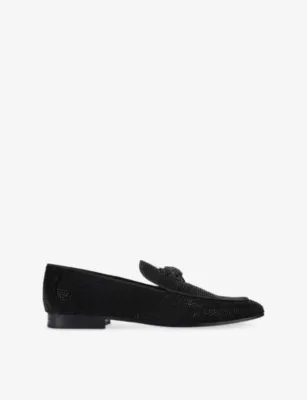 KURT GEIGER LONDON Hugh 2 Embellished Velvet Loafers - EUR 40 / 6 UK MEN in BLACK/COMB – Mens | Loafers