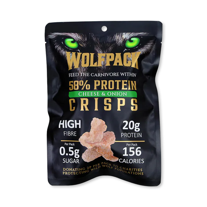 Wolfpack Protein Crisps 12 x 35g Cheese and Onion