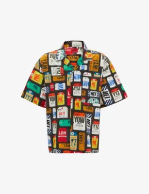 HUGO Logo-print short-sleeve cotton shirt - OPEN PINK detail 2
