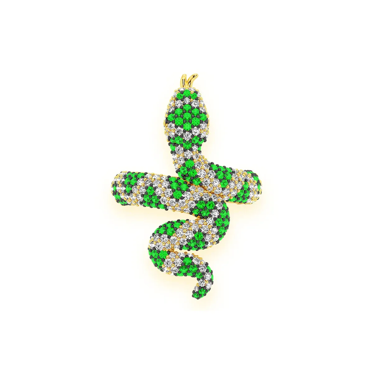 For Him Snake Diamond Ring in Emerald / Yellow Gold – Ring