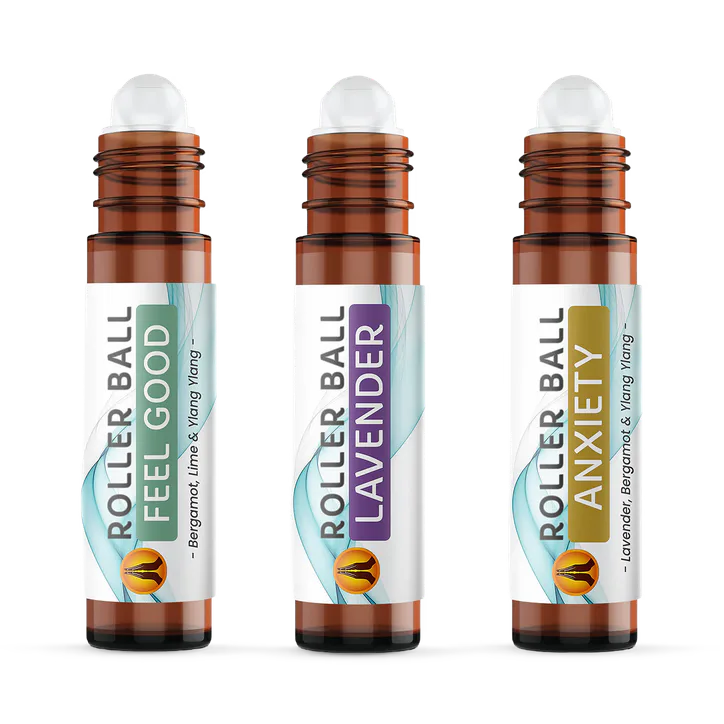 Aroma Energy 3pk Roller Ball Gift Set - Feel Good Aromatherapy Roll On Essential Oil - 10ml