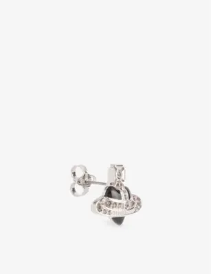 VIVIENNE WESTWOOD Diamante Heart Orb-embellished platinum-plated brass earring detail 3