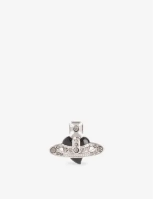 VIVIENNE WESTWOOD Diamante Heart Orb-embellished platinum-plated brass earring