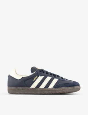 ADIDAS Samba OG logo-print leather low-top trainers - EUR 44 / 10 UK MEN in NIGHT NAVY CREAM WHITE G – Mens | Trainers | Lace up trainers
