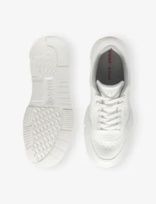 HUGO Logo-Embossed Leather Trainers - EUR 43 / 9 UK MEN in White, additional product view 2