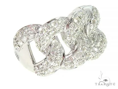 ANNA - CONSCIOUS DIAMONDS 14K White Gold Miami Cuban Link Diamond Ring 65850 in White Gold / 7 – Ring