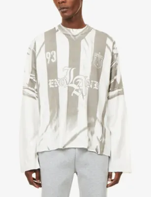 REPRESENT Graphic-Print Football Long-Sleeve Cotton And Hemp Top detail 3