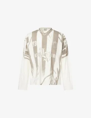 REPRESENT Graphic-Print Football Long-Sleeve Cotton And Hemp Top