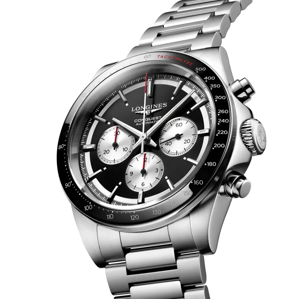 Longines Conquest Chronograph 42mm Mens Watch Black detail 2