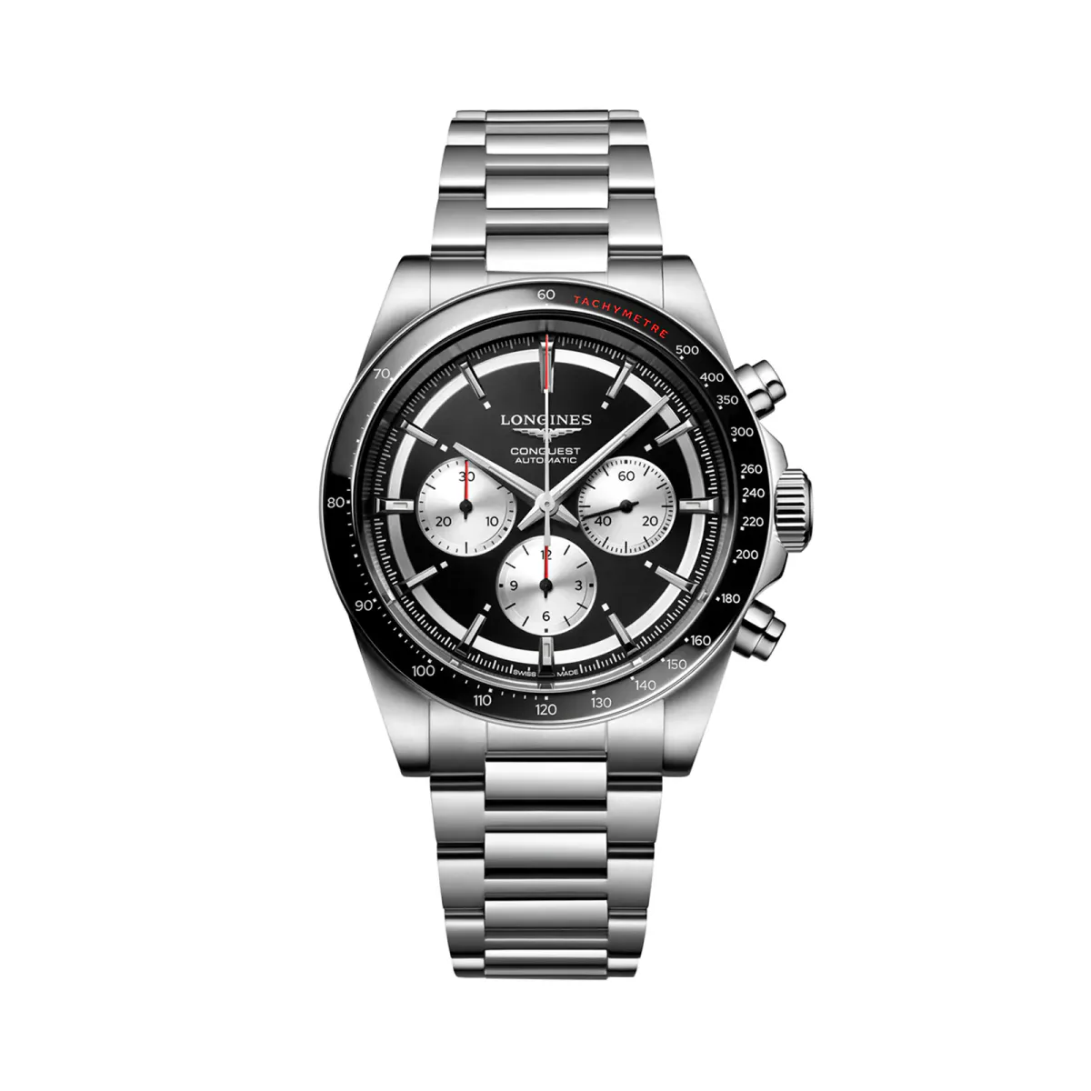 Longines Conquest Chronograph 42mm Mens Watch Black