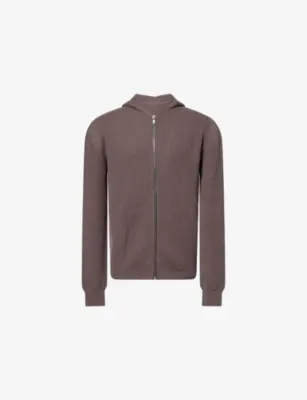 RICK OWENS Zipped Rib-Knit Wool Hoody