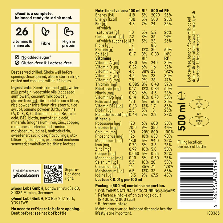 Yfood Ready to Drink Complete Meal Happy Banana Drink 6x500ml detail 3