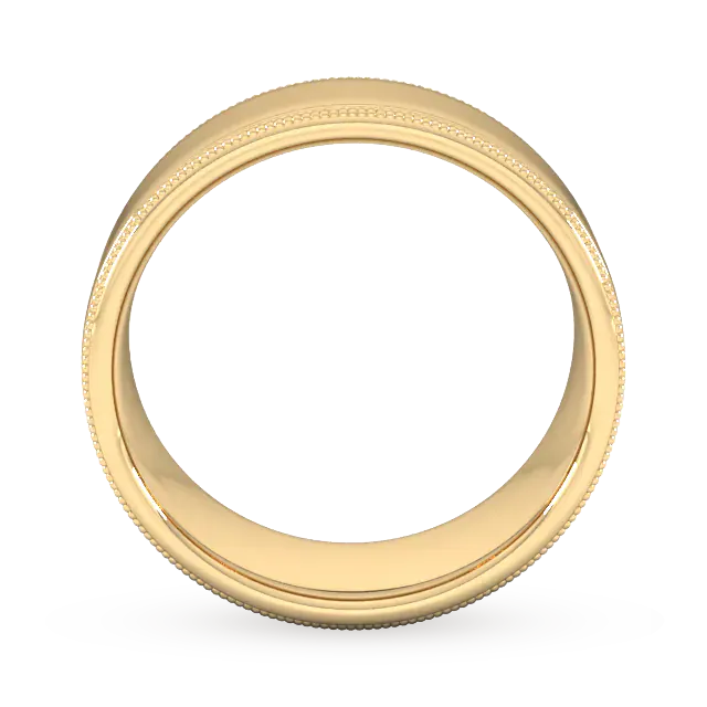 For Him 8mm Slight Court Standard Milgrain Edge Wedding Ring In 18 Carat Yellow Gold detail 3