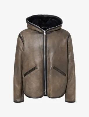 OUR LEGACY Shearling-Lined Hooded Leather Jacket