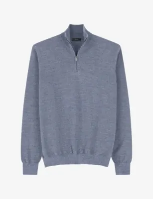 BOGGI MILANO Mock-Neck Half-Zip Merino Wool Jumper