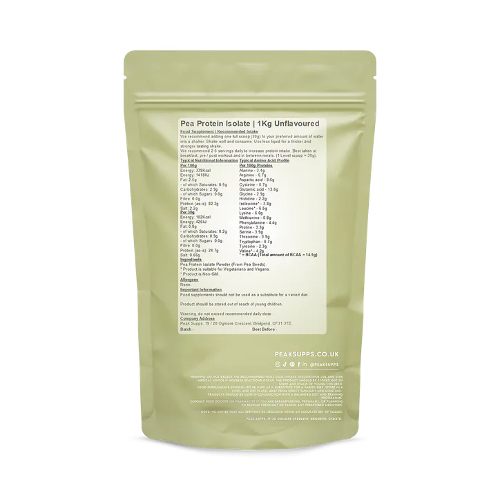 Peak Supps Pea Protein Isolate Powder 1kg detail 2