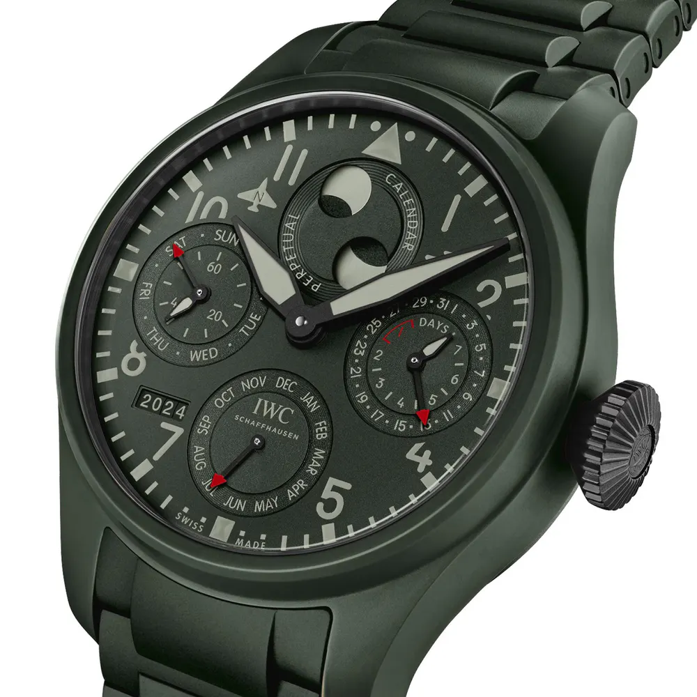 IWC Big Pilot's Watch Perpetual Calendar Top Gun Woodland detail 2