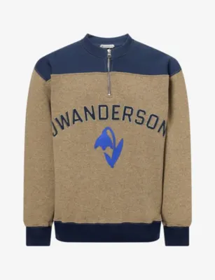 JW ANDERSON Brand-Embroidered Half-Zip Wool-Blend Sweatshirt