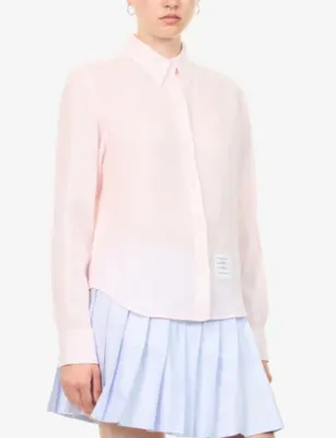 THOM BROWNE Relaxed-Fit Classic-Collar Linen Shirt detail 3