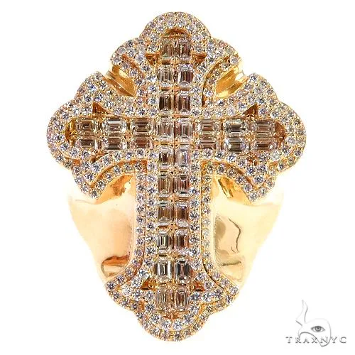 RINA - For Him CUSTOM CVD Emerald Cut Diamond Cross Ring (Lab) 68786 in Rose Gold / 7 – Ring