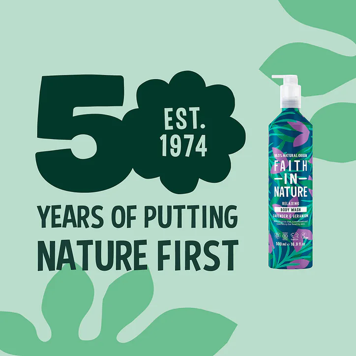 Faith in Nature Body Wash Lavender & Geranium 500ml Aluminium detail 2